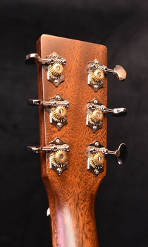 mahogany guitar headstock with chrome tuning pegs, retro 000e acoustic/electric