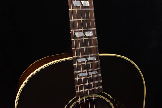 gibson acoustic guitar neck and upper body with dot inlays and bound fretboard