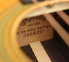 Wood guitar case label text and serial number 3058317