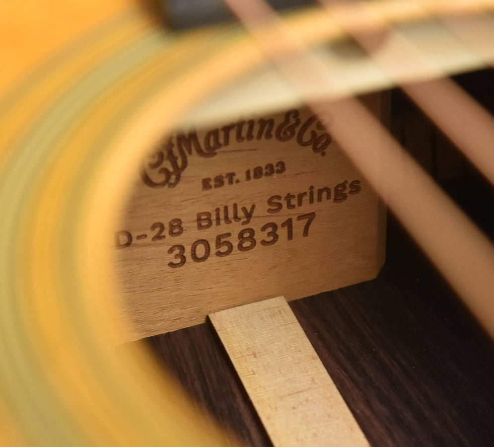 Wood guitar case label text and serial number 3058317