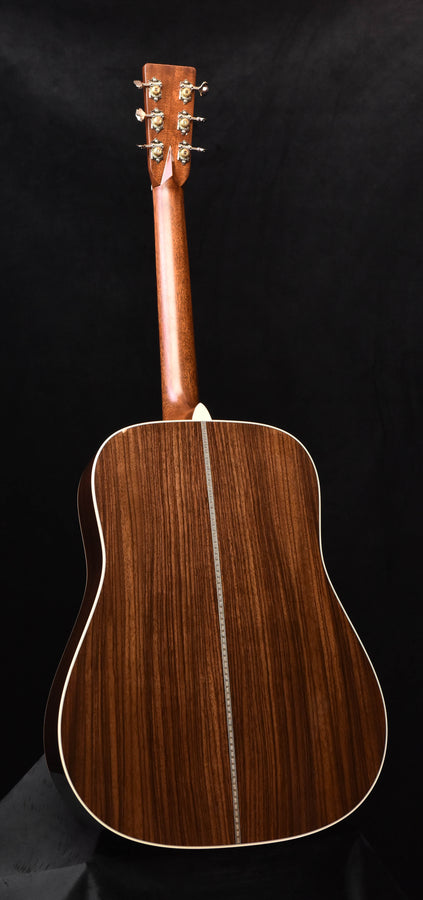 Wood acoustic guitar back with white binding and centered back seam