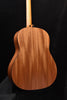 Acoustic guitar back with natural wood grain and dark side binding