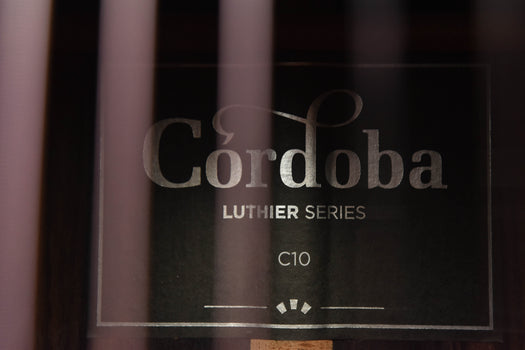 guitar case label reading cordoba luthier series c10