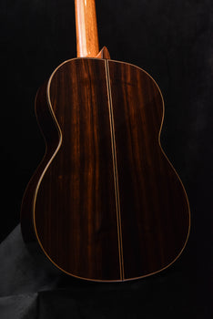classical guitar close-up of back center seam and natural wood grain