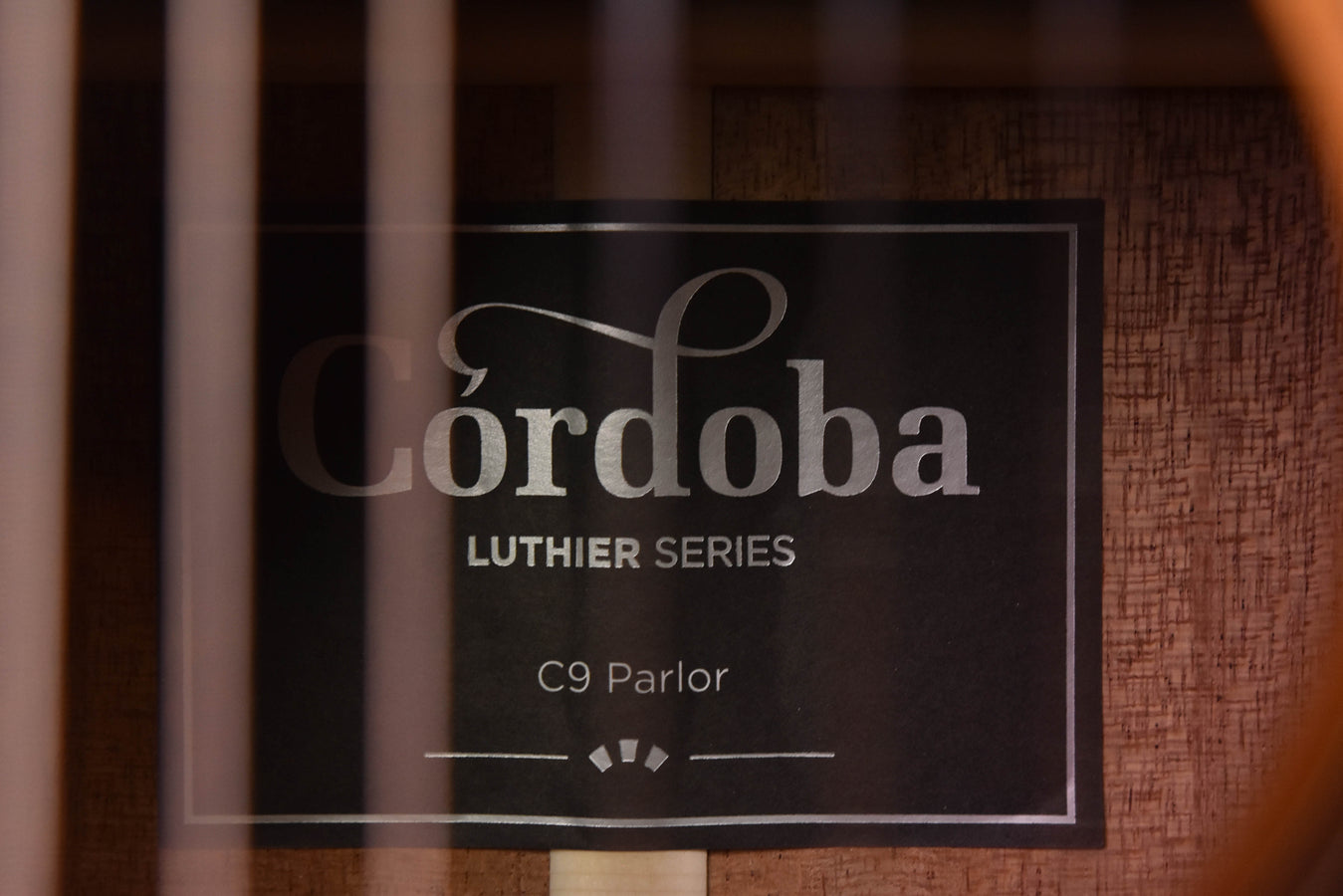 Cordoba luthier series C9 Parlor label on guitar interior