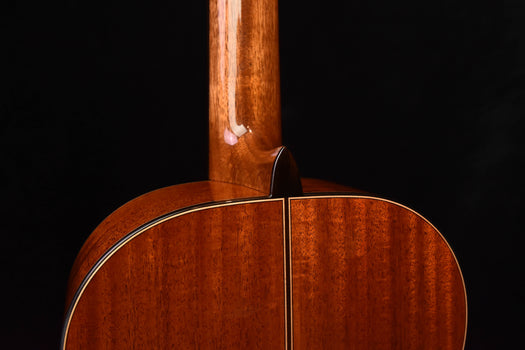 classical guitar neck-body joint with glossy wood finish