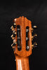Classical guitar headstock rear with tuning machines and wood grain