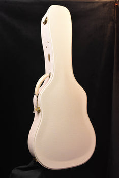 white acoustic guitar body with curved back and strap button