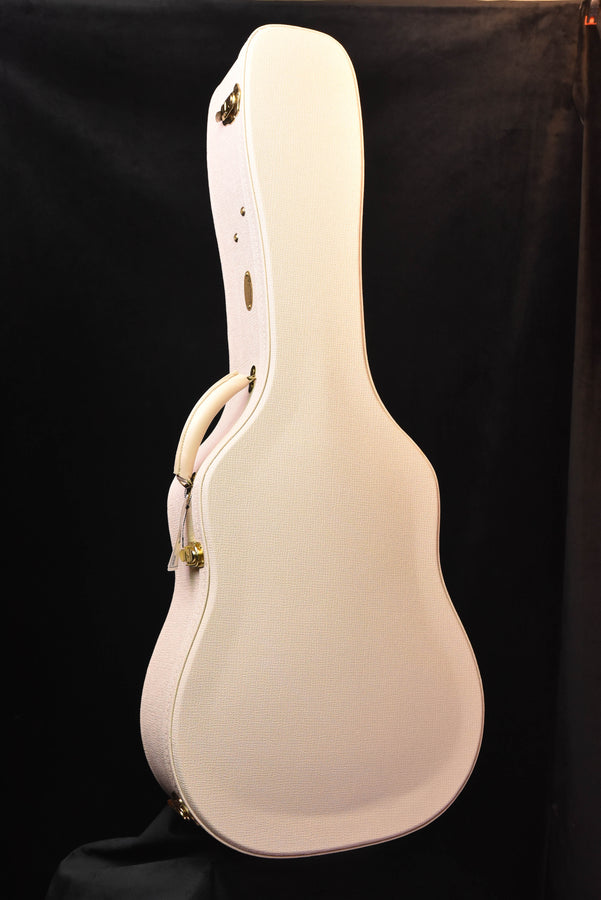 White acoustic guitar body with curved back and strap button