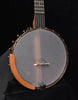 Open-back banjo body with grey drumhead, bridge and wooden tone ring