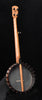 Banjo front view with tuning pegs and open-back circular resonator