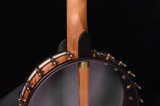 banjo resonator rim with curved wooden back and black inner cover