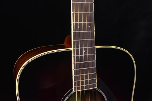 fg830 tbs acoustic guitar, neck and fretboard view with dot inlays