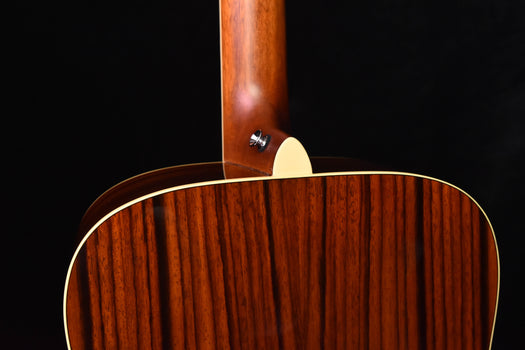 fg830 tbs acoustic guitar side near neck joint, glossy wood and binding