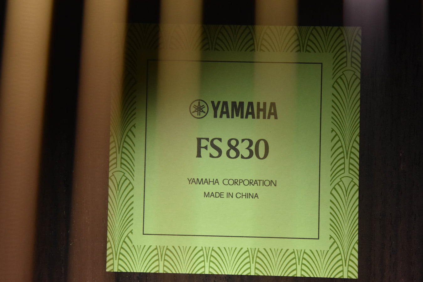 FS830 label on packaging: Yamaha FS830, Yamaha Corporation, made in China