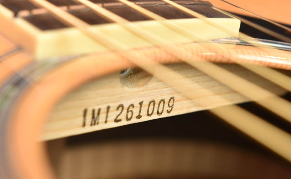 fg830 serial number stamped on guitar wood, “m2161009” visible