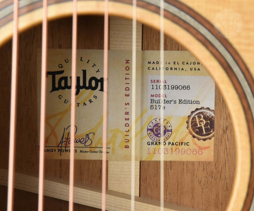 Taylor Grand Pacific 517e Builders Edition- Natural top Dreadnought Guitar