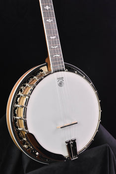 deering white lotus five string banjo