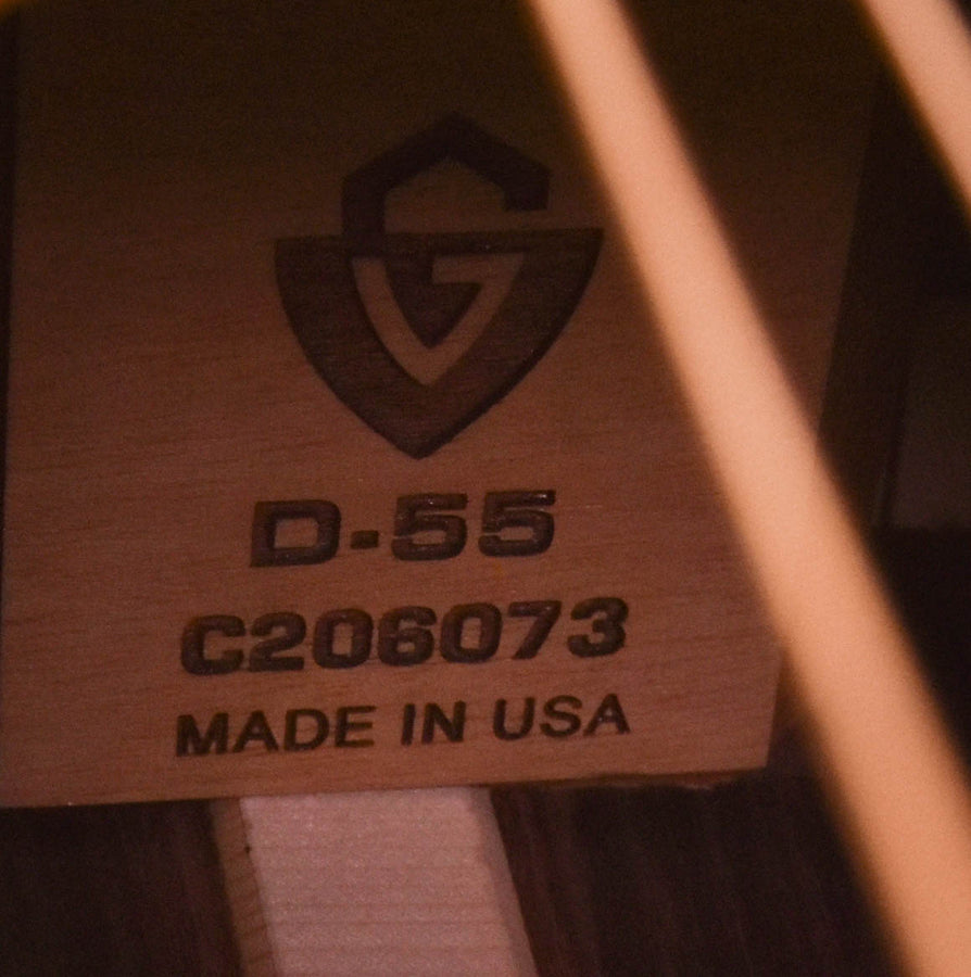 Guild D-55 Natural Guitarren-Aufschrift: D-55, C206073, Made in USA