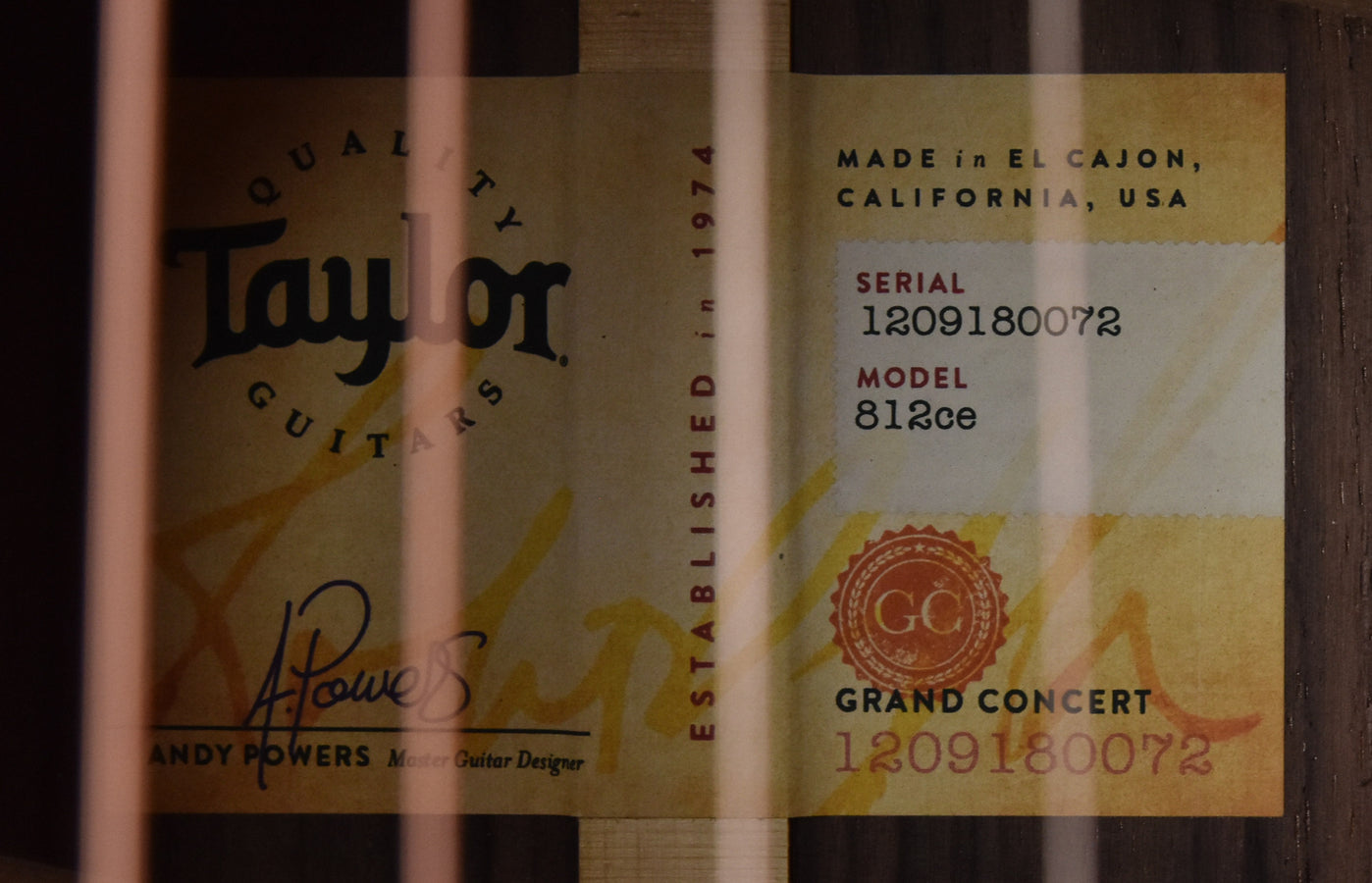 Taylor 812CE Armrest V Class New Fall 2020 Consolidated Edition