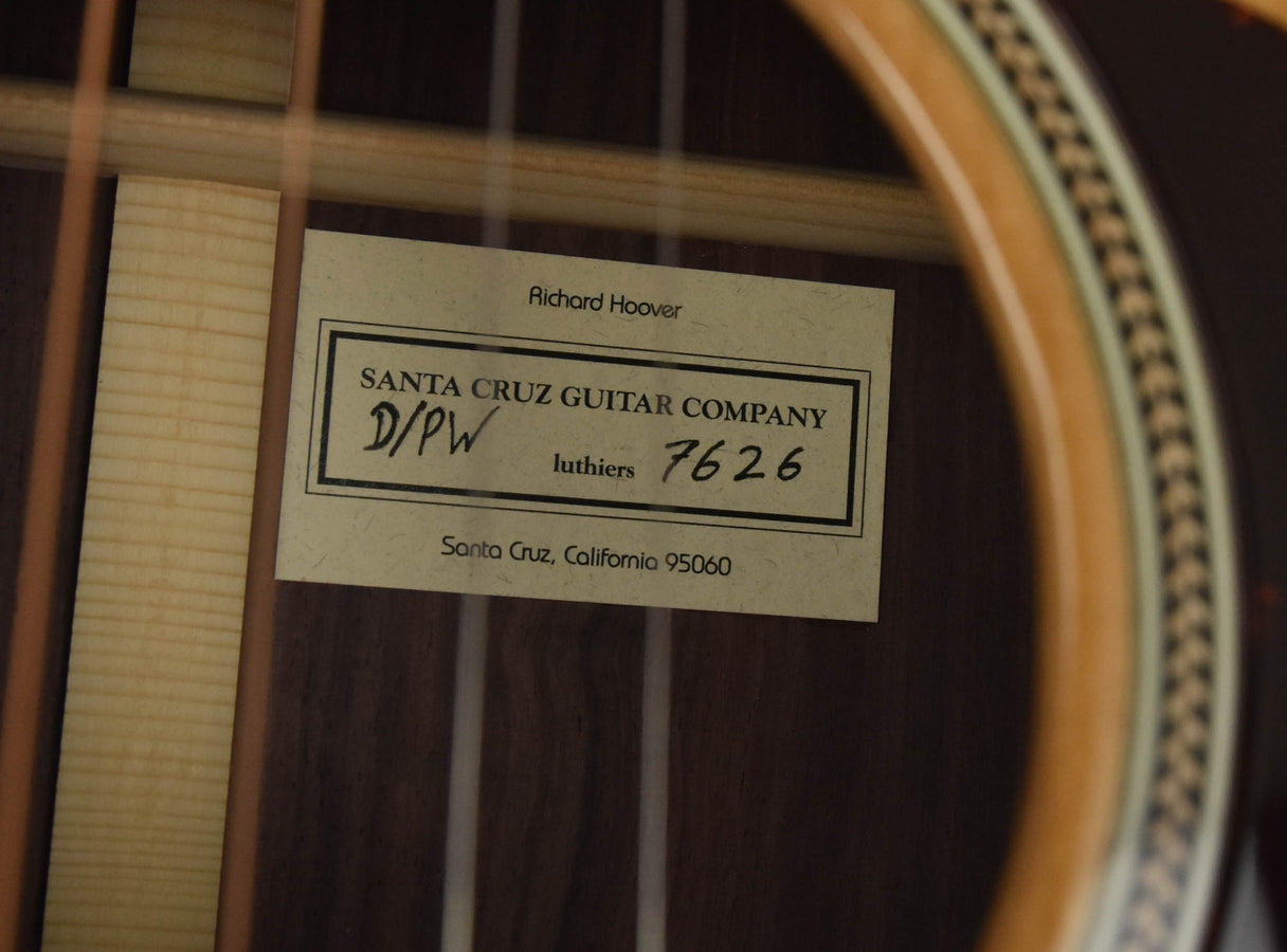 Santa Cruz D/PW Prewar Custom Adirondack Spruce Top, Indian Rosewood,  Hot Hide Glue/ Adi Braces