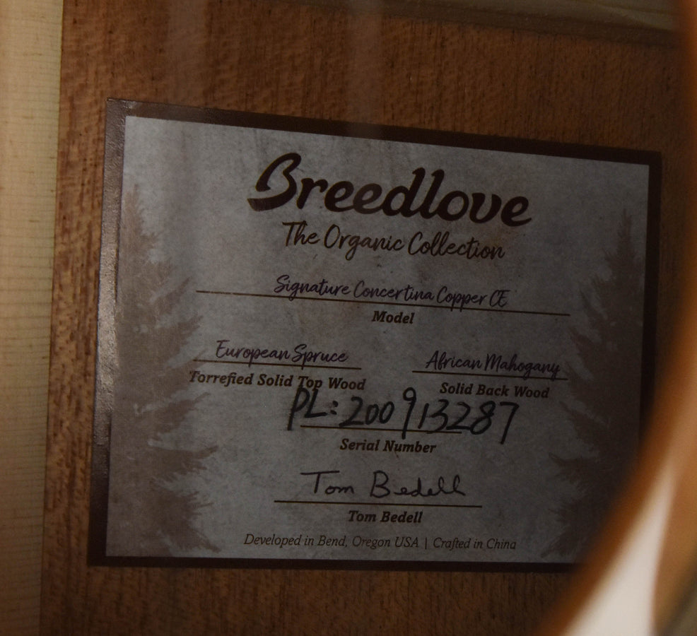 Breedlove Signature Concertina Copper CE Torrefied European Spruce/ African Mahogany