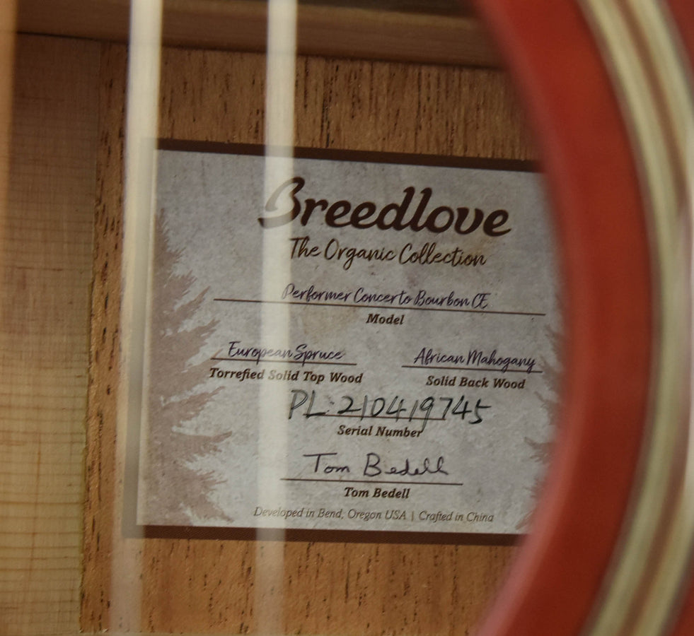 Breedlove Organic Performer Concerto Bourbon CE Torrefied European Spruce/ African Mahogany
