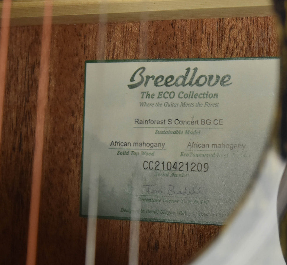 Breedlove Rainforest S Concert Black Gold CE All African Mahogany