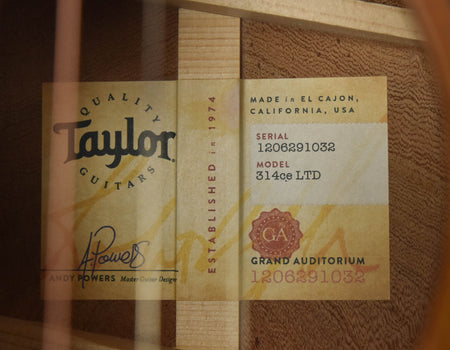 taylor 314ce- ltd limited edition torrefied spruce top and quilted sapele- sunburst!!
