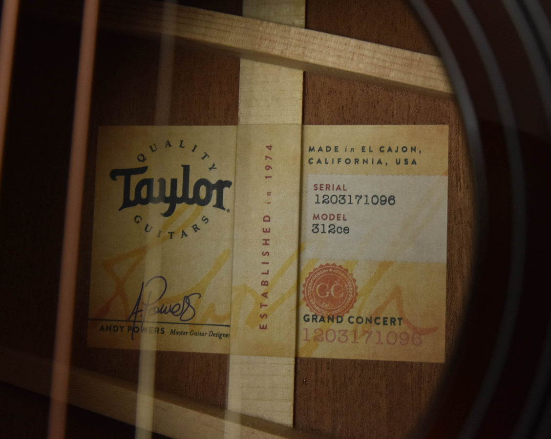 Taylor 312CE TSB Tobacco Sunburst Top