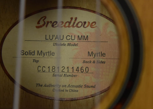 breedlove lu'au concert ukulele all myrtlewood