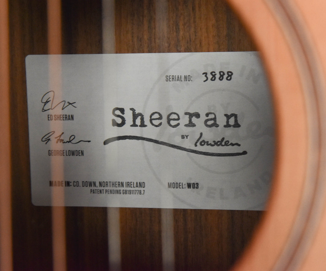 Sheeran by Lowden W03 Cedar Top, Santos Rosewood, Top Bevel and LR Baggs Pickup