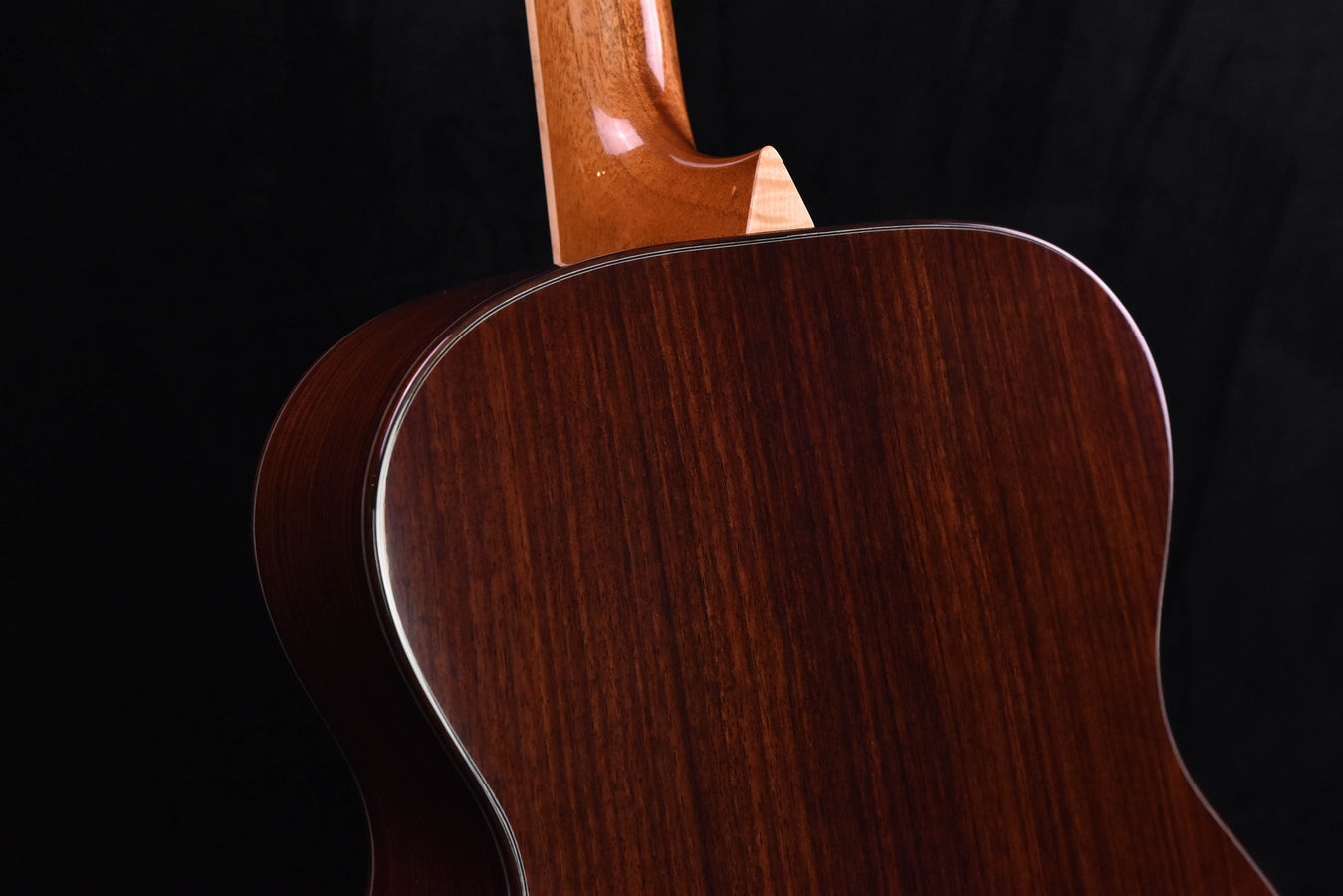 Used OM-10 guitar body with glossy dark wood top and cream binding
