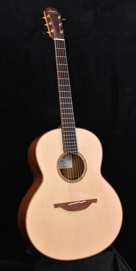 Lowden F50 guitar with headstock and fretboard, light top and dark sides