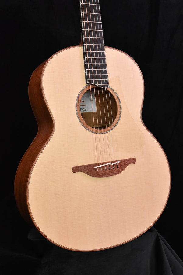 Lowden F50 acoustic guitar, circular soundhole with rosette and pickguard on top