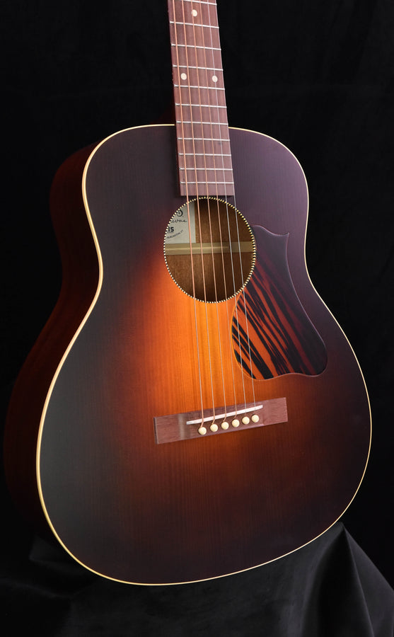Iris DE-11 acoustic guitar, face view with pickguard and circular soundhole