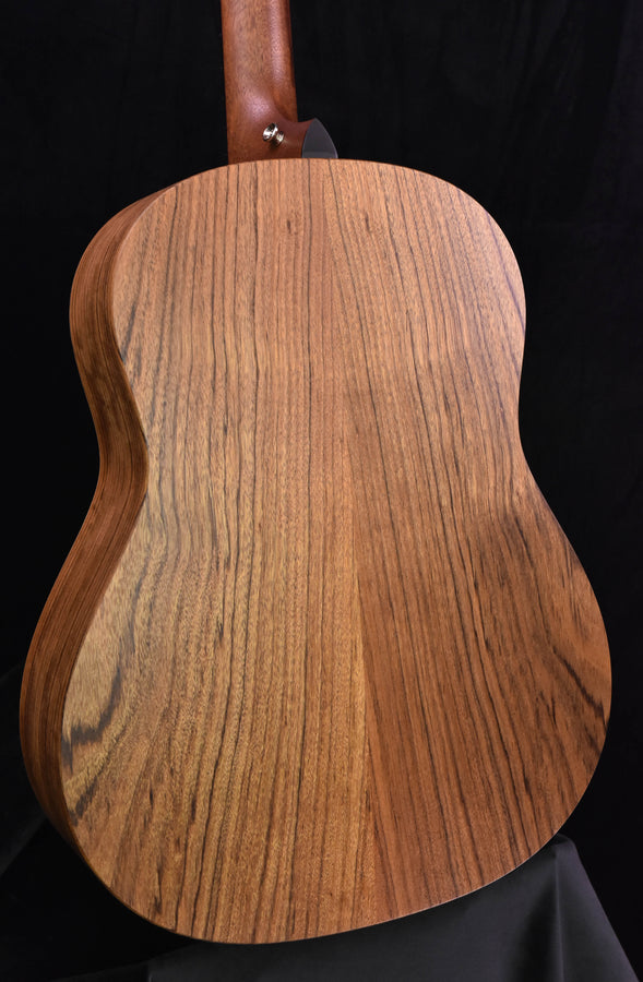 Blacktop guitar back close-up with natural wood grain