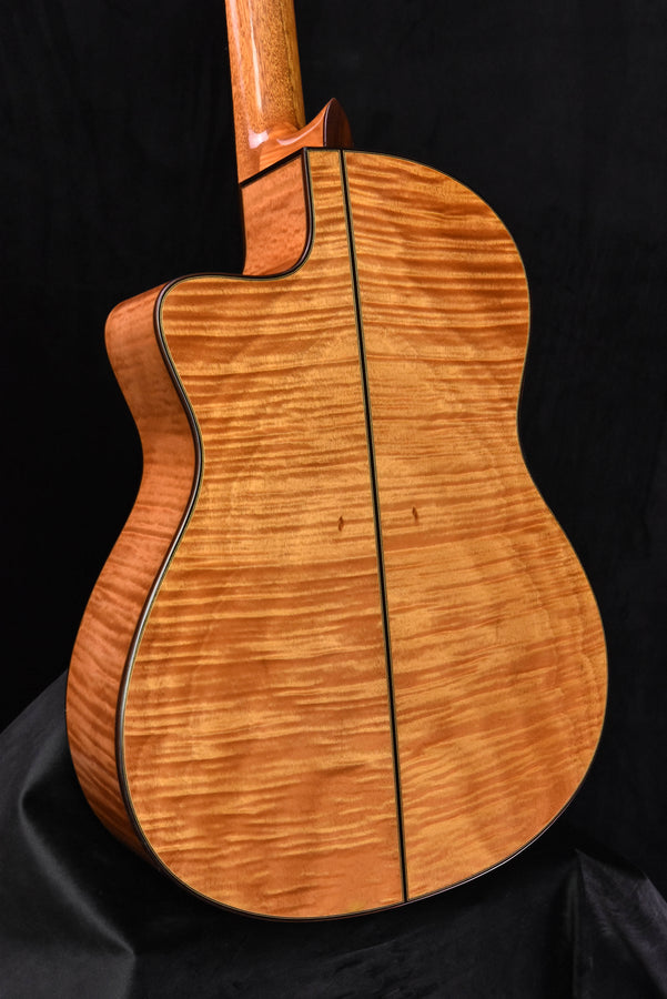 Cordoba Fusion 12 close-up of maple top grain and soundboard edge
