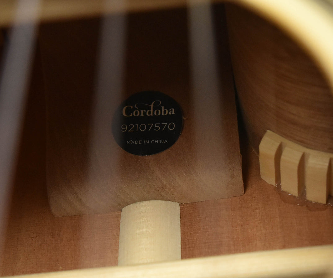 Maple crossover cutaway guitar soundboard with stamped serial disc