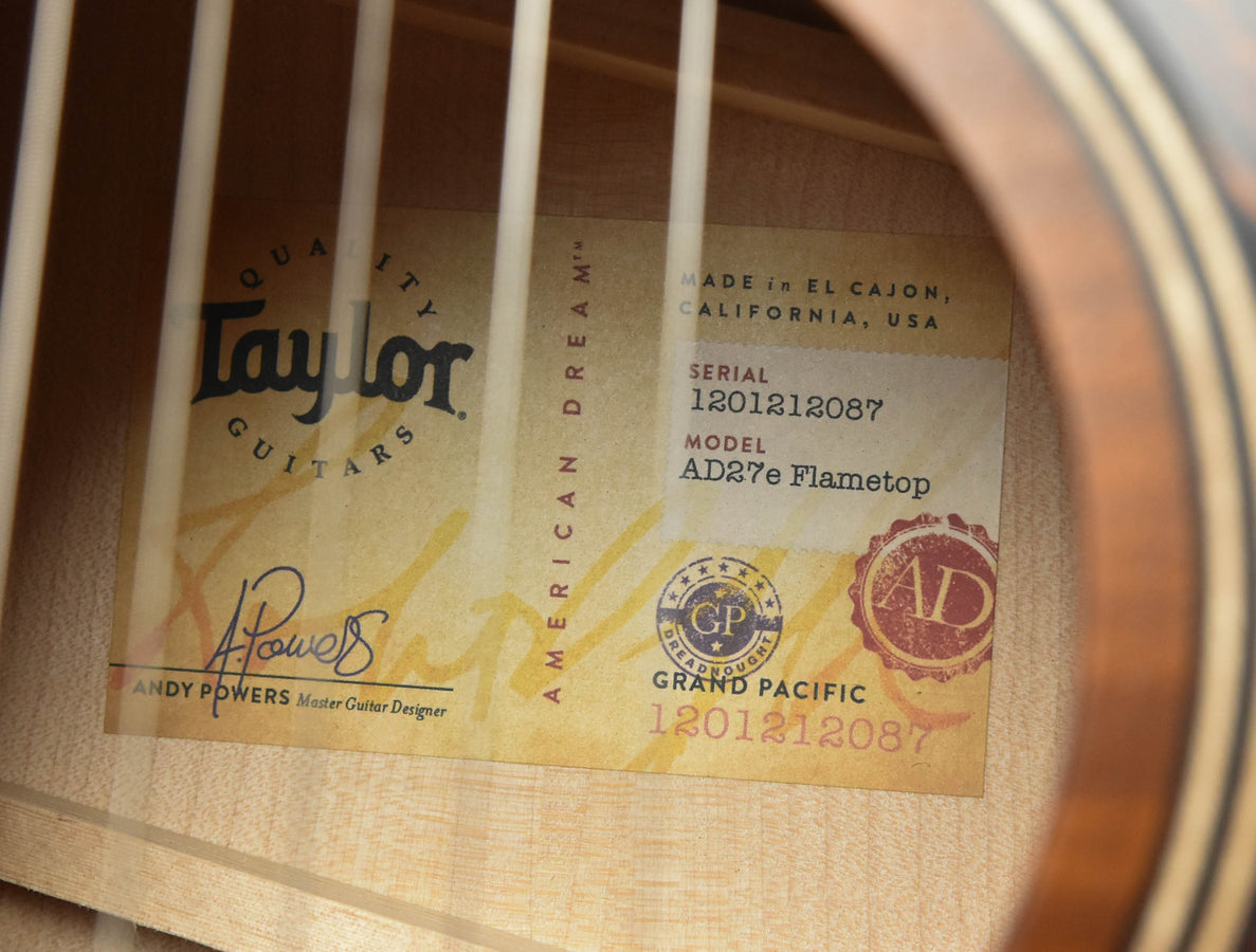 Taylor AD27e Flametop Big Leaf Maple Shaded Edgeburst ES2