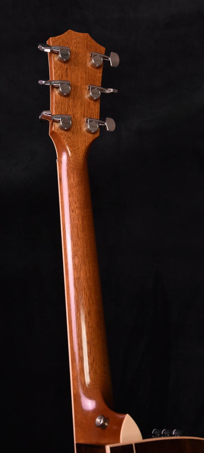 Taylor 810 CE headstock with 6 tuning pegs, glossy wood finish