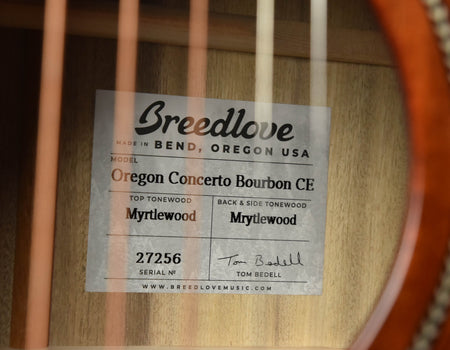 breedlove oregon concerto bourbon ce all myrtlewood guitar