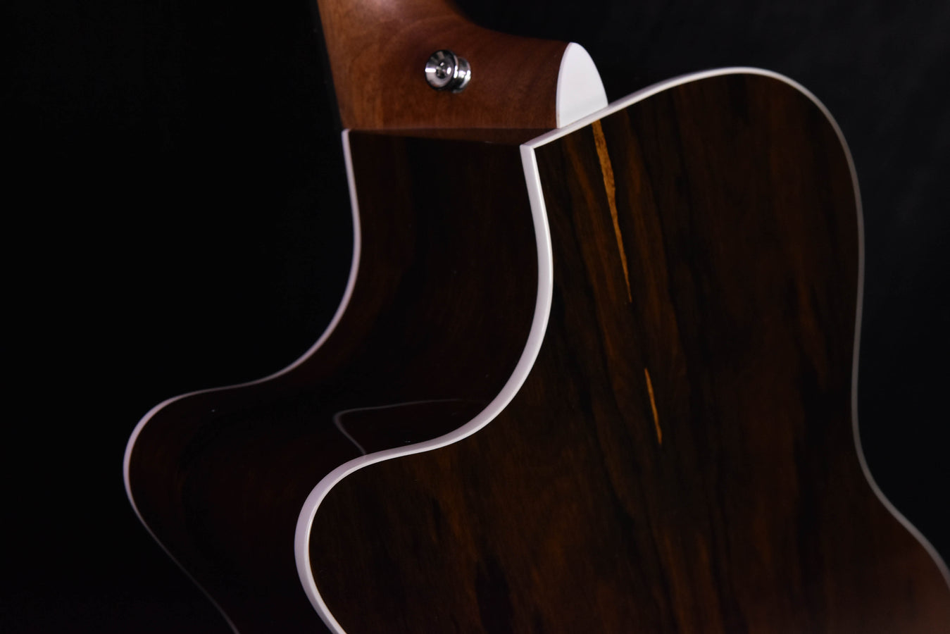 Acoustic-electric guitar body, dark wood finish, white binding, Road Series