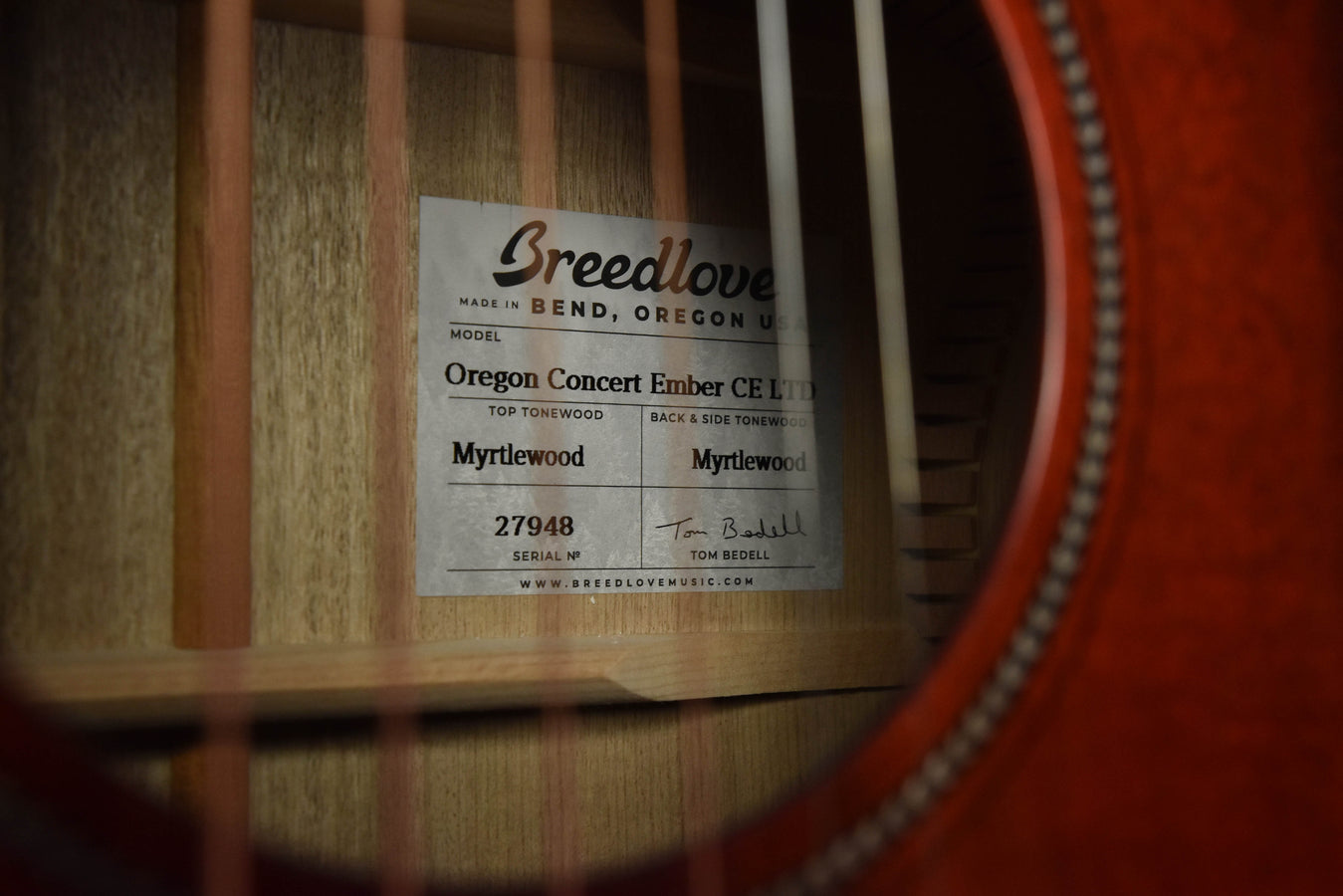 Breedlove Oregon Concert Ember CE Guitar- All Myrtlewood LTD