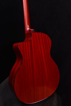 taylor 224ce dlx ltd  mahogany/ sapele trans red acoustic electric guitar