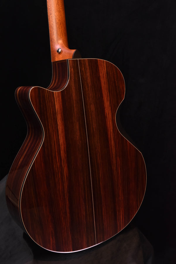 Yellow Deluxe cutaway acoustic guitar body, rosewood finish, beveled edges