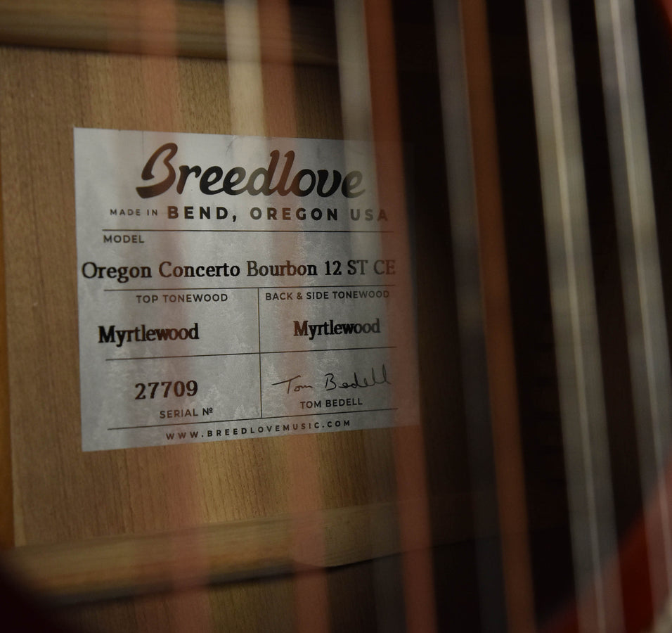 Breedlove Oregon Concerto Bourbon 12 String CE All Myrtlewood Acoustic Electric Guitar