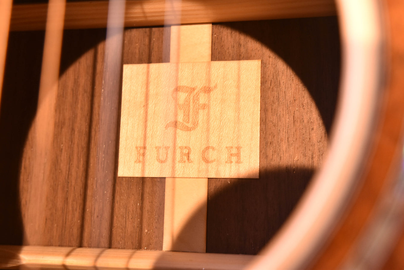 Furch label on wooden guitar back
