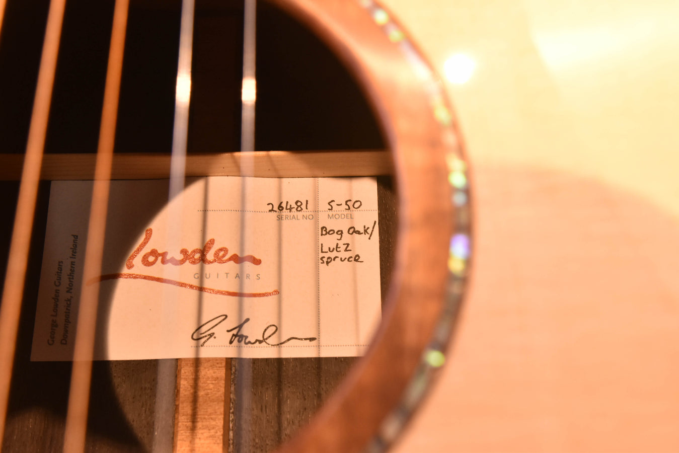 Lowden S-50 Acoustic Guitar -Ancient Bog Oak and Lutz Spruce with Arm Bevel