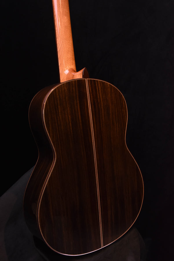 Classical guitar back and neck, dark wood finish with center seam